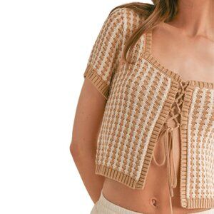 🤎✨ Sage The Label Amore Lace-Up Knit Crop Top (Size L) ✨🤎